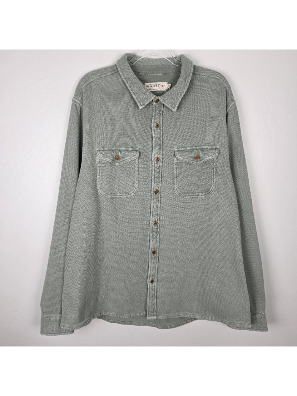 Outerknown Blanket Shirt Organic Cotton Twill Light Green Men's Size XXL